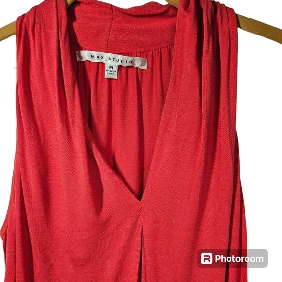 Max Studio Sleeveless V-Neck Top with Elastic Waist Women's Size Medium - Picture 2 of 10